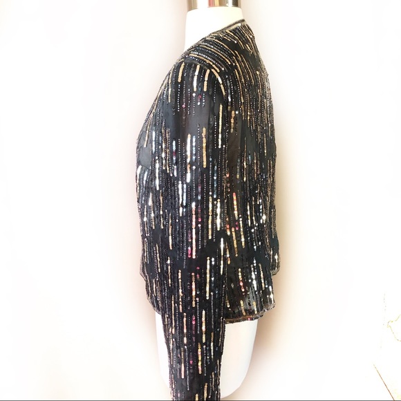 VINTAGE 80s silk sequinned top size women medium - Picture 4 of 6